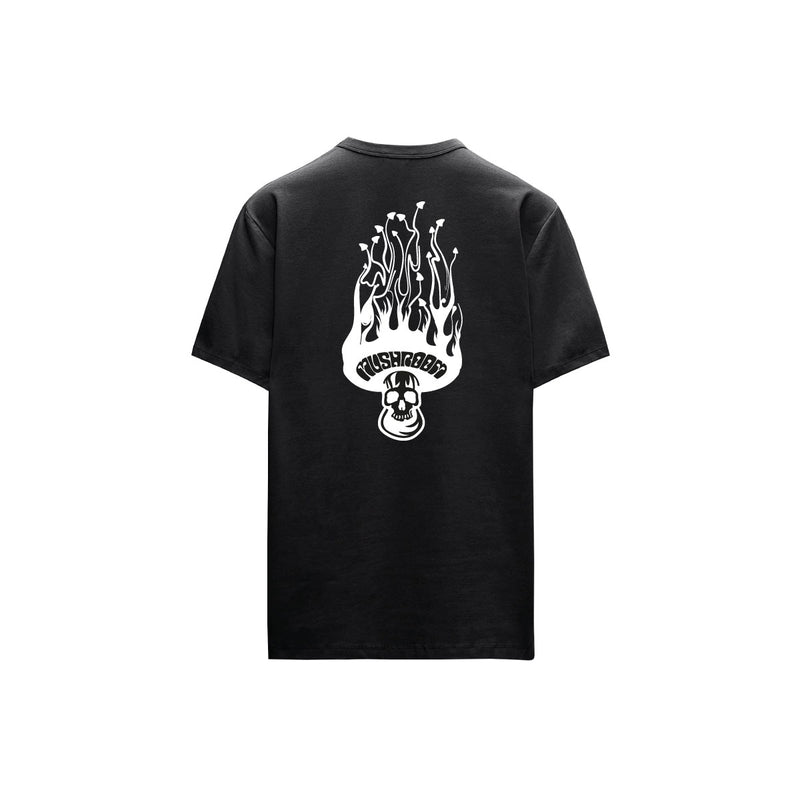 Mushroom T-Shirt Skull Flame Nero