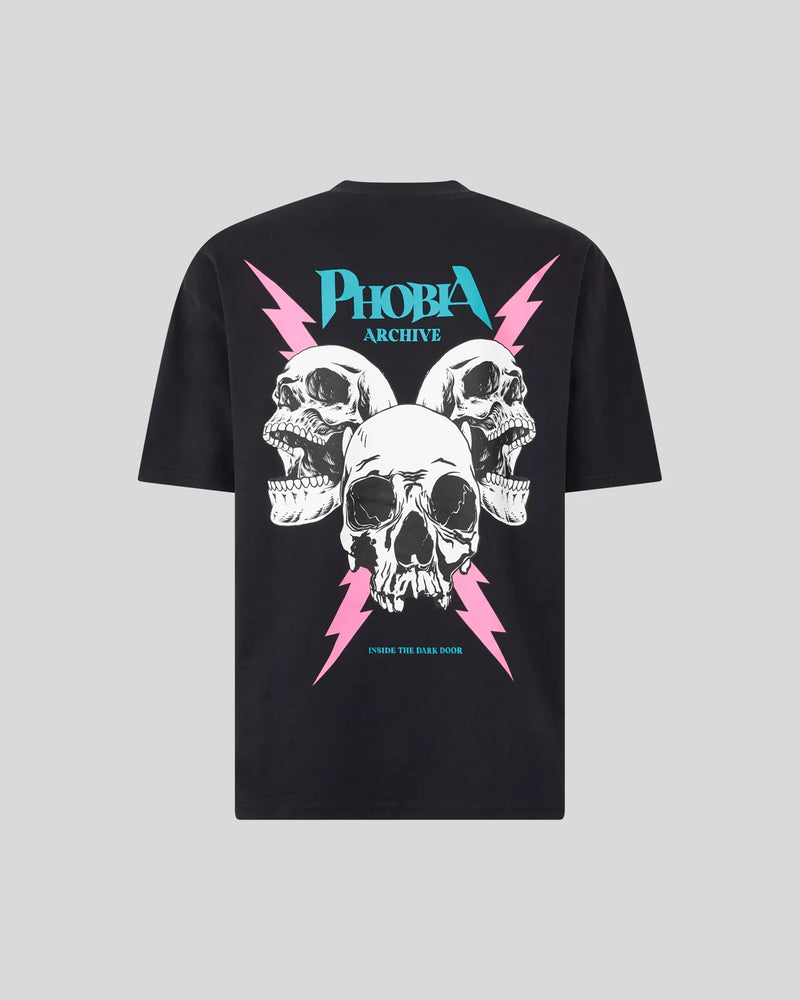 Phobia Archive Black T Shirt Pink Screaming Skulls