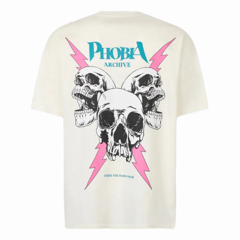 Phobia Archive White T Shirt Pink Screaming Skulls