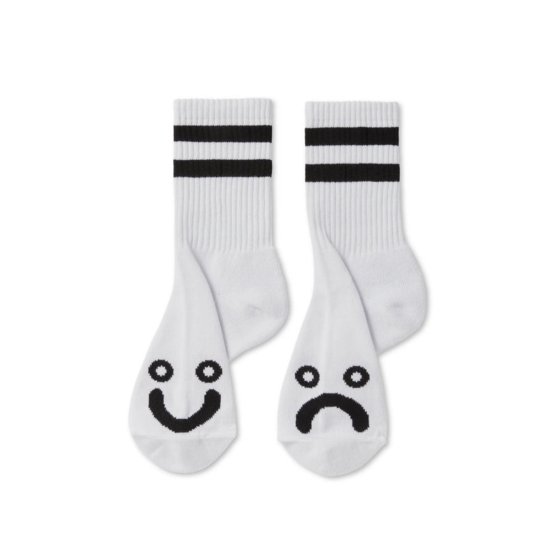 Polar rib socks happy sad white