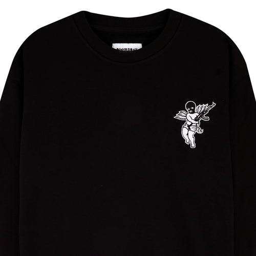 DOOMSDAY SOCIETY NO MORE SPACE EMBROIDERED CREWNECK BLACK